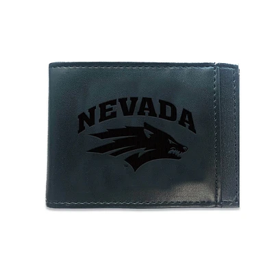 Black Nevada Wolf Pack Hybrid Leather Front Pocket Bi-Fold Wallet with Money Clip
