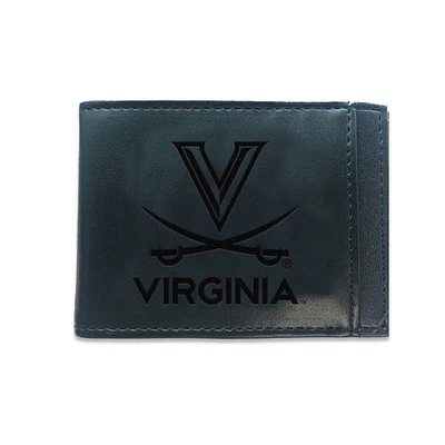 Black Virginia Cavaliers Hybrid Leather Front Pocket Bi-Fold Wallet with Money Clip