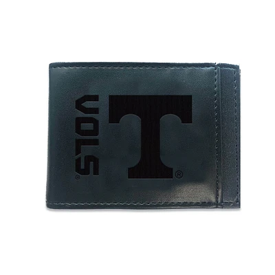 Black Tennessee Volunteers Hybrid Leather Front Pocket Bi-Fold Wallet with Money Clip