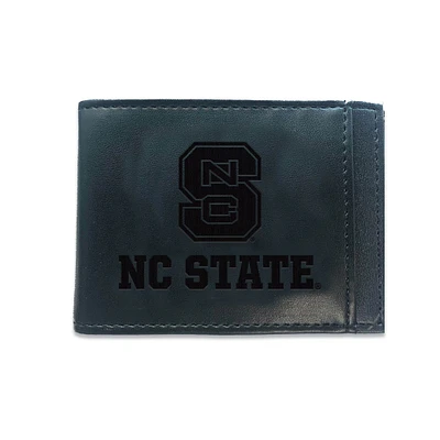Black NC State Wolfpack Hybrid Leather Front Pocket Bi-Fold Wallet with Money Clip