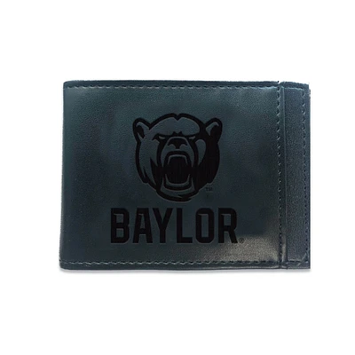 Black Baylor Bears Hybrid Leather Front Pocket Bi-Fold Wallet with Money Clip
