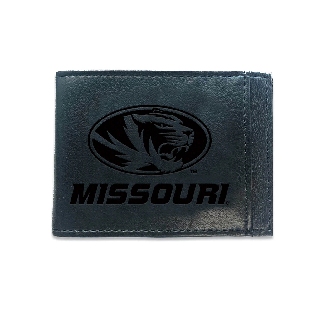 Black Missouri Tigers Hybrid Leather Front Pocket Bi-Fold Wallet with Money Clip