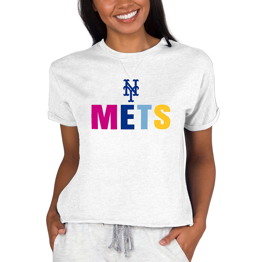 Women's Concepts Sport Oatmeal New York Mets Mainstream Terry Sweatshirt