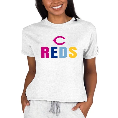 Women's Concepts Sport Oatmeal Cincinnati Reds Mainstream Terry Sweatshirt
