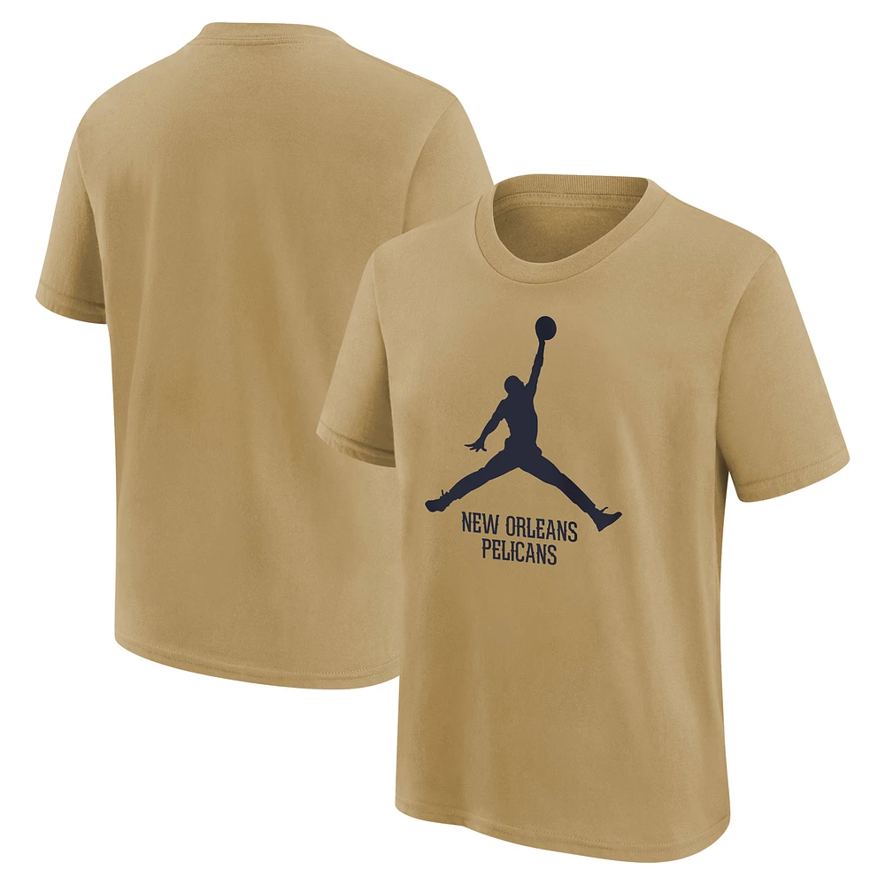 Youth Jordan Brand Gold New Orleans Pelicans Essential Jumpman Logo T-Shirt