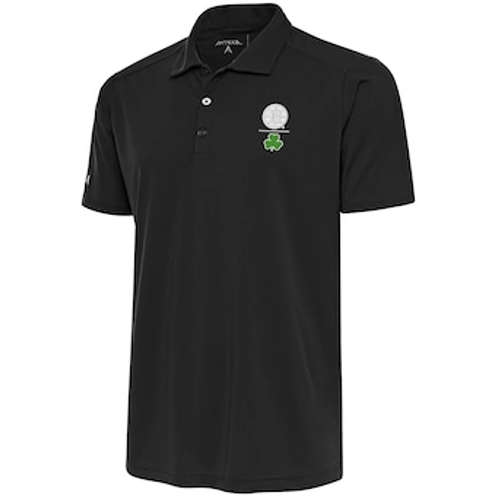 Men's Antigua Charcoal Boston Bruins Shamrock Tribute Polo