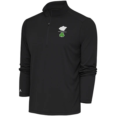 Men's Antigua Charcoal Minnesota Wild Shamrock Tribute Quarter-Zip Pullover Top
