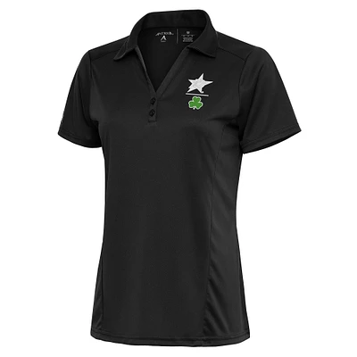 Women's Antigua Charcoal Dallas Stars Shamrock Tribute Polo