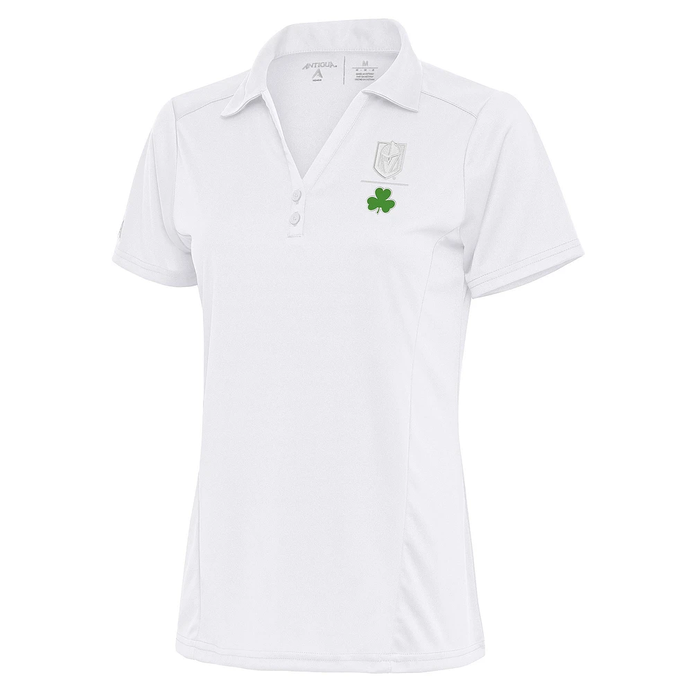 Women's Antigua White Vegas Golden Knights Shamrock Tribute Polo