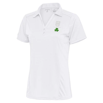 Women's Antigua White Vegas Golden Knights Shamrock Tribute Polo