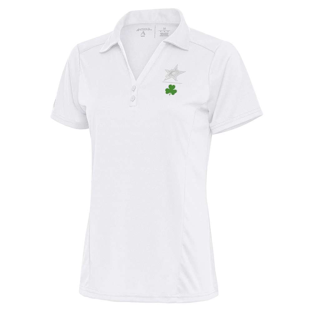 Women's Antigua White Dallas Stars Shamrock Tribute Polo