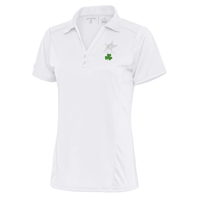 Women's Antigua White Dallas Stars Shamrock Tribute Polo