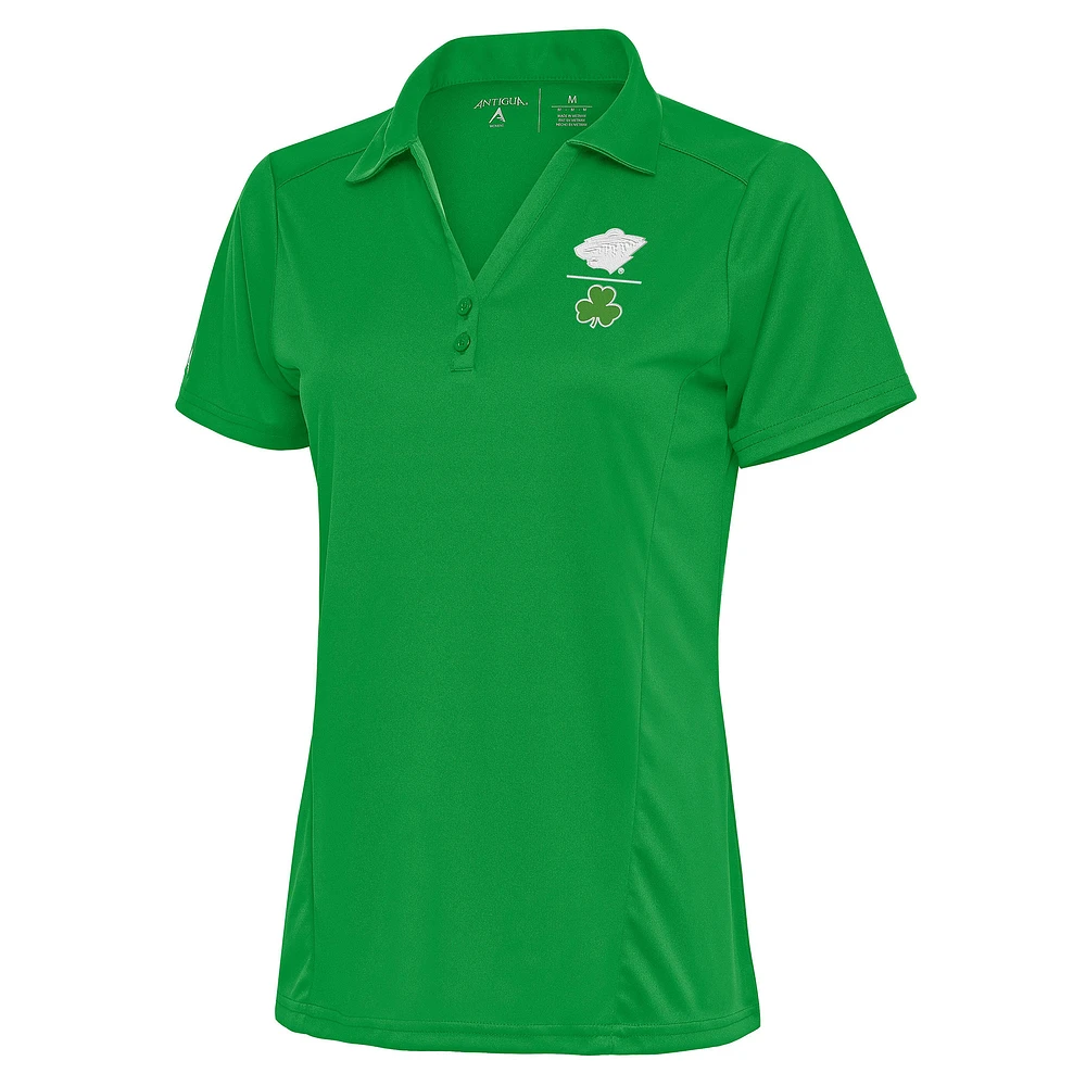 Women's Antigua Kelly Green Minnesota Wild Shamrock Tribute Polo
