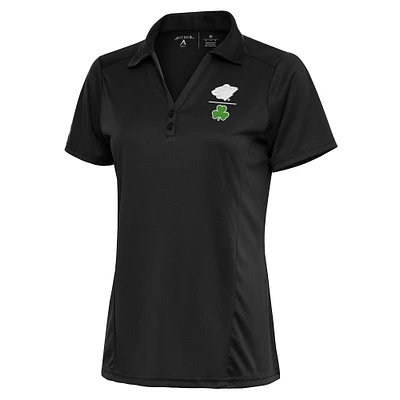 Women's Antigua Charcoal Minnesota Wild Shamrock Tribute Polo