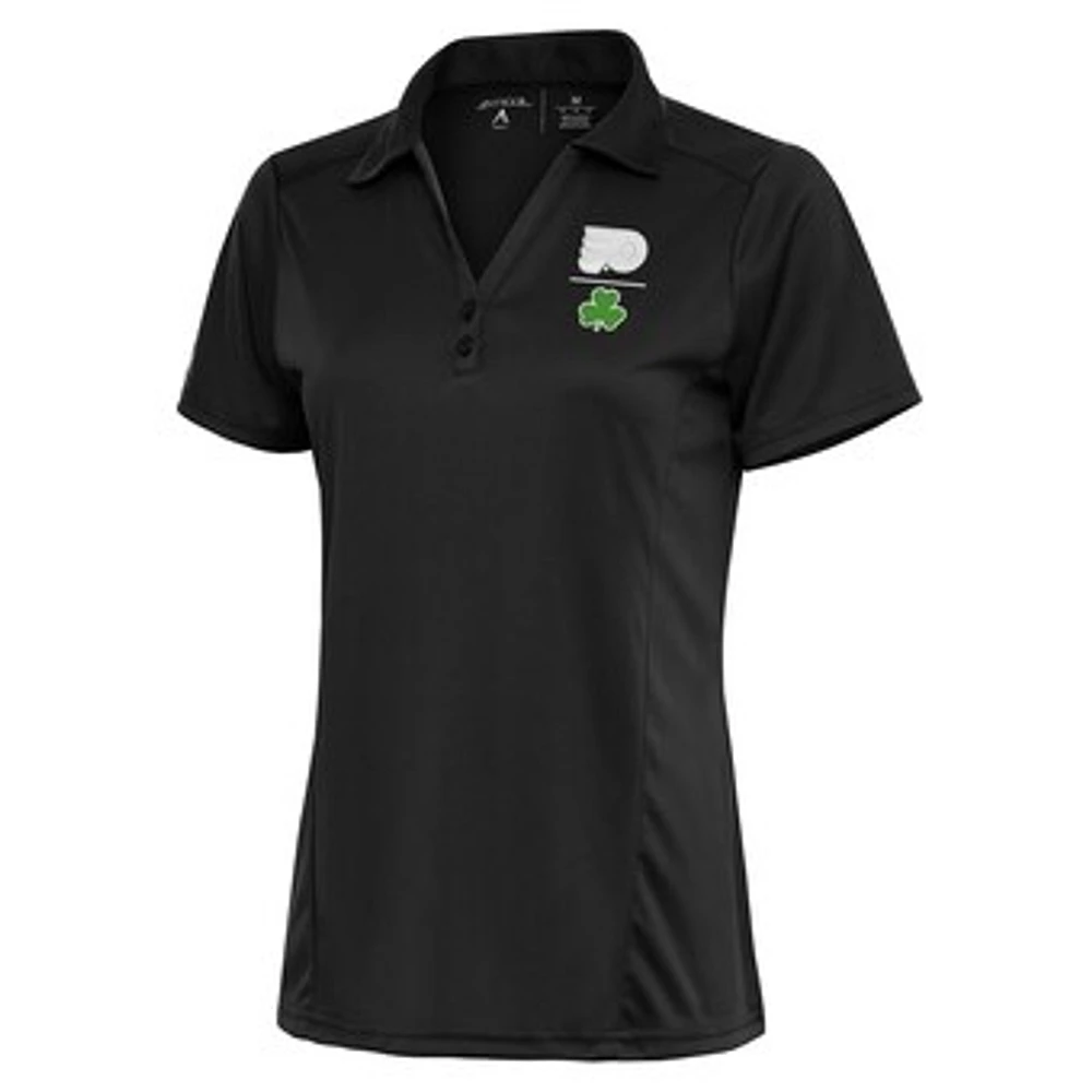Women's Antigua Charcoal Philadelphia Flyers Shamrock Tribute Polo