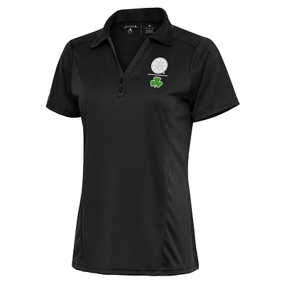 Women's Antigua Charcoal Boston Bruins Shamrock Tribute Polo
