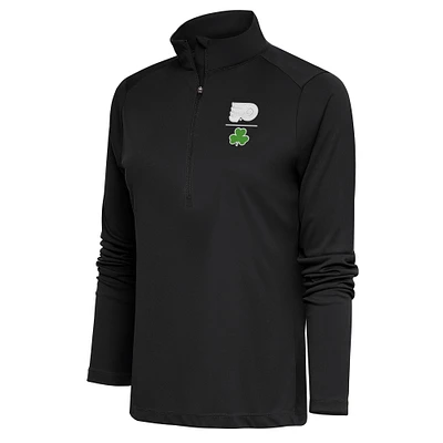 Women's Antigua Charcoal Philadelphia Flyers Shamrock Tribute Half-Zip Pullover Top
