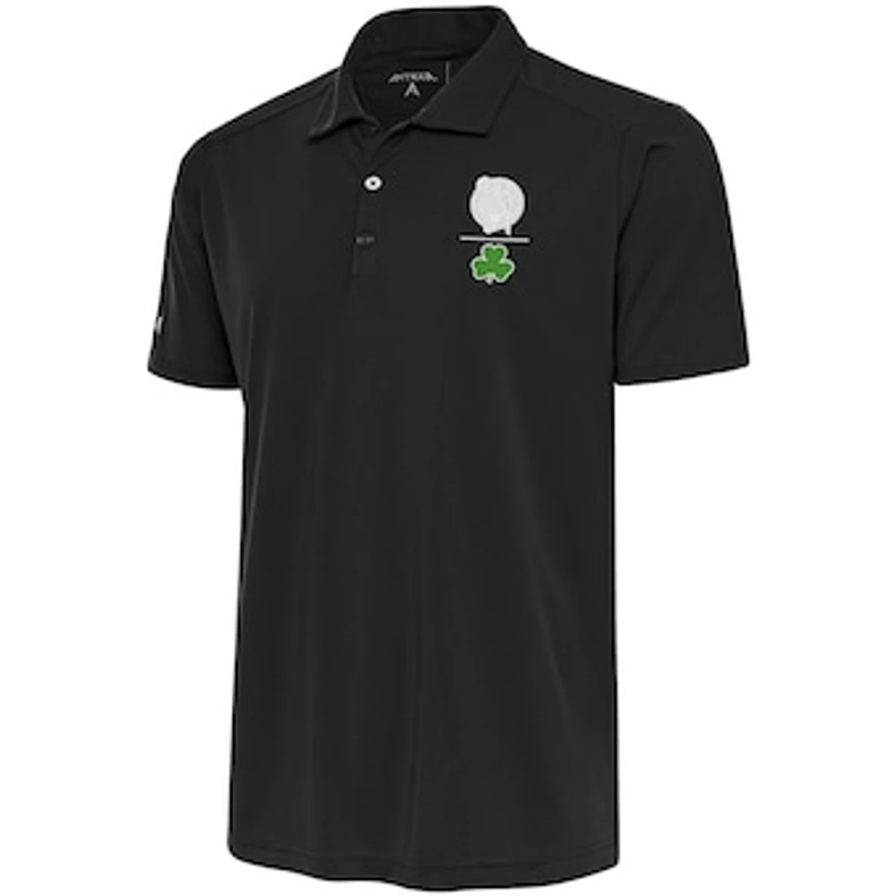 Men's Antigua Charcoal Boston Celtics Shamrock Tribute Polo