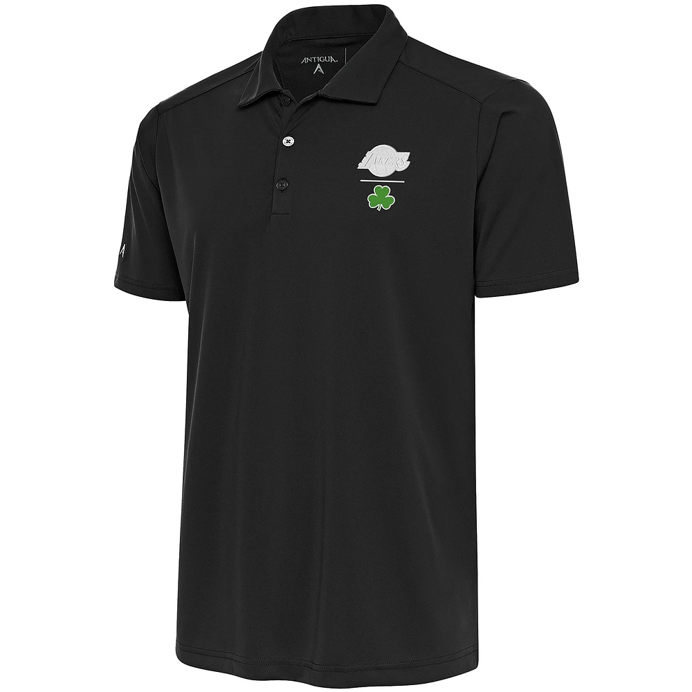 Men's Antigua Charcoal Los Angeles Lakers Shamrock Tribute Polo