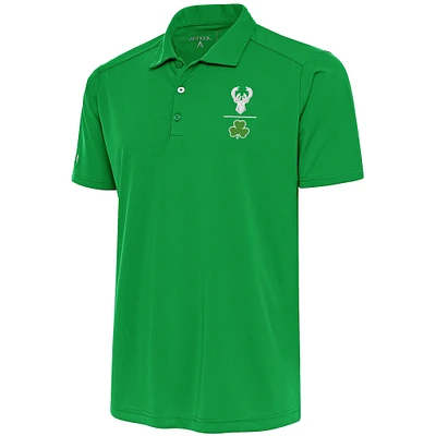 Men's Antigua Kelly Green Milwaukee Bucks Shamrock Tribute Polo