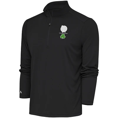 Men's Antigua Charcoal Boston Celtics Shamrock Tribute Quarter-Zip Pullover Top