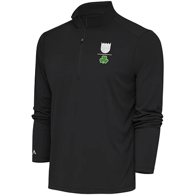 Men's Antigua Charcoal Sacramento Kings Shamrock Tribute Quarter-Zip Pullover Top