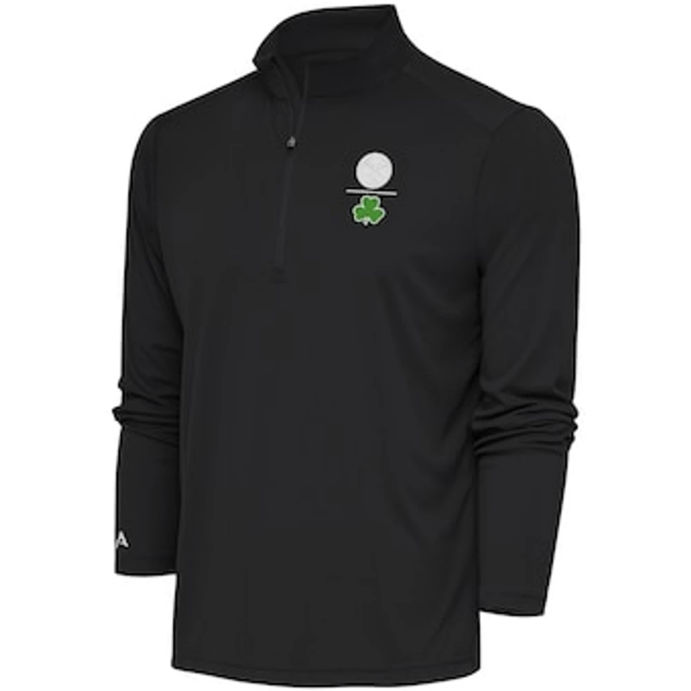 Men's Antigua Charcoal Denver Nuggets Shamrock Tribute Quarter-Zip Pullover Top