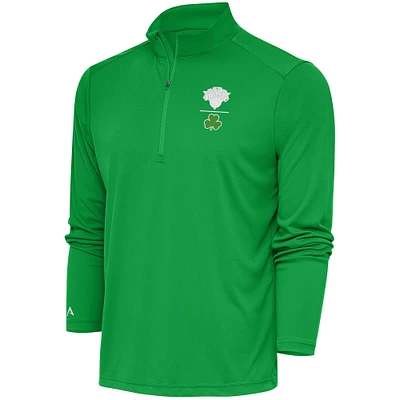 Men's Antigua Kelly Green New York Knicks Shamrock Tribute Quarter-Zip Pullover Top