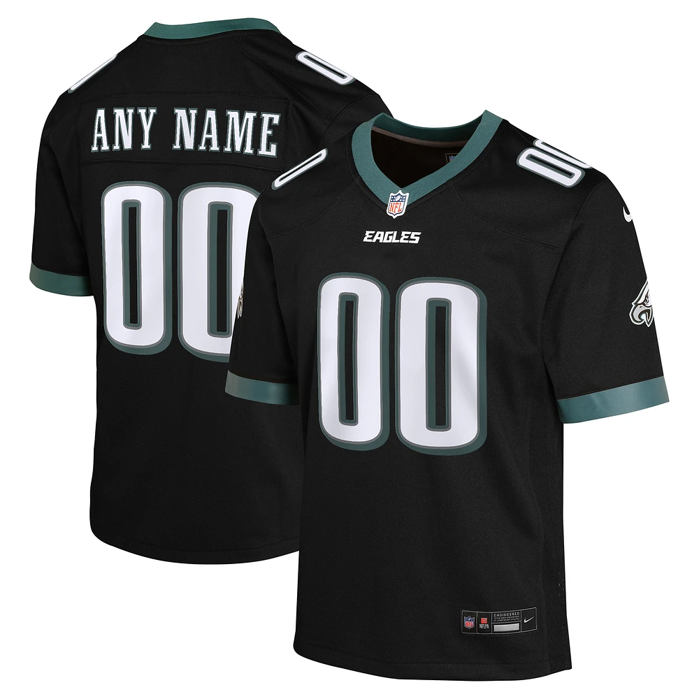 Youth Nike Black Philadelphia Eagles Alternate Custom Game Jersey