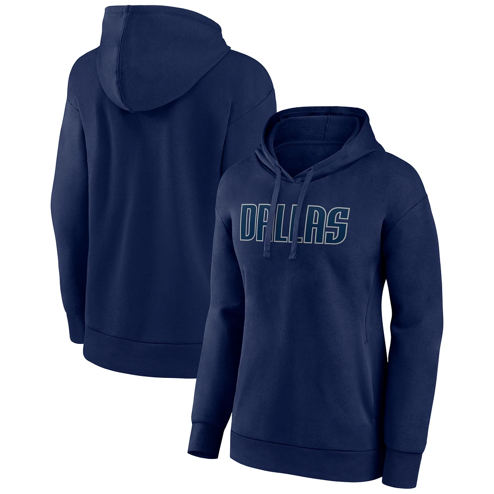 Women's Navy Dallas Mavericks Wordmark Pullover Hoodie