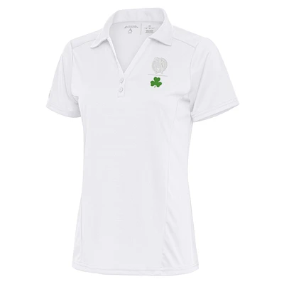 Women's Antigua White Boston Celtics Shamrock Tribute Polo
