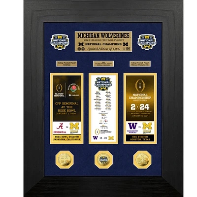 Highland Mint Michigan Wolverines College Football Playoff 2023 National Champions 18" x 22" Road To Championship Deluxe Gold Coin Photo Mint