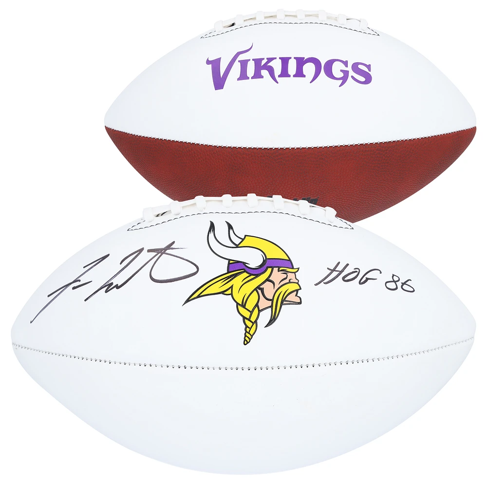 Fran Tarkenton Minnesota Vikings Autographed Franklin White Panel Football with "HOF 86" Inscription