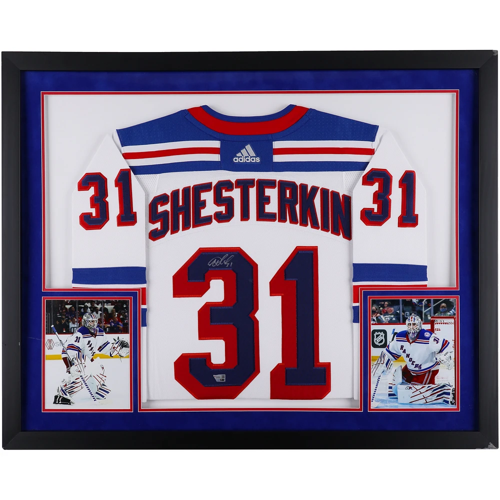 Igor Shesterkin New York Rangers Autographed Deluxe Framed White adidas Authentic Jersey