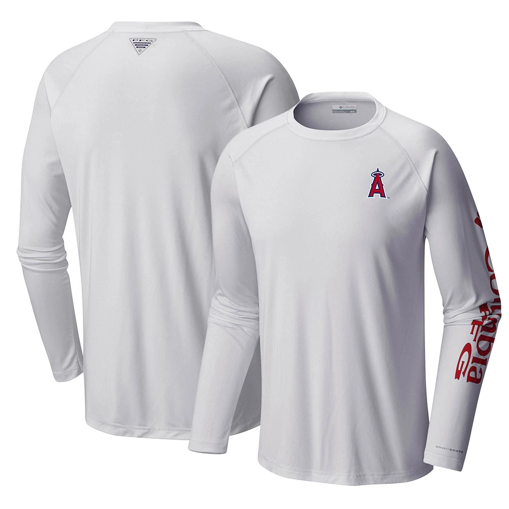 Men's Columbia White Los Angeles Angels Terminal Tackle Long Sleeve T-Shirt