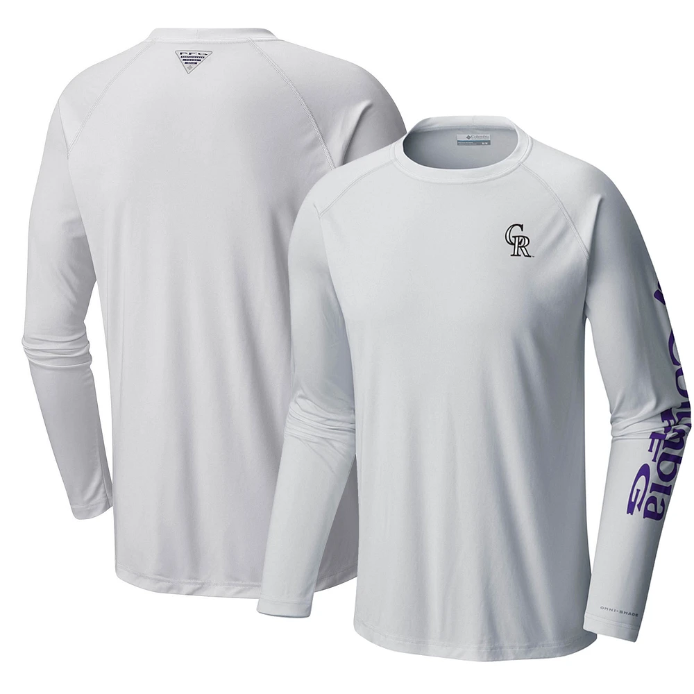 Men's Columbia White Colorado Rockies Terminal Tackle Long Sleeve T-Shirt