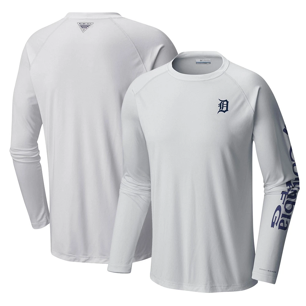 Men's Columbia White Detroit Tigers Terminal Tackle Long Sleeve T-Shirt