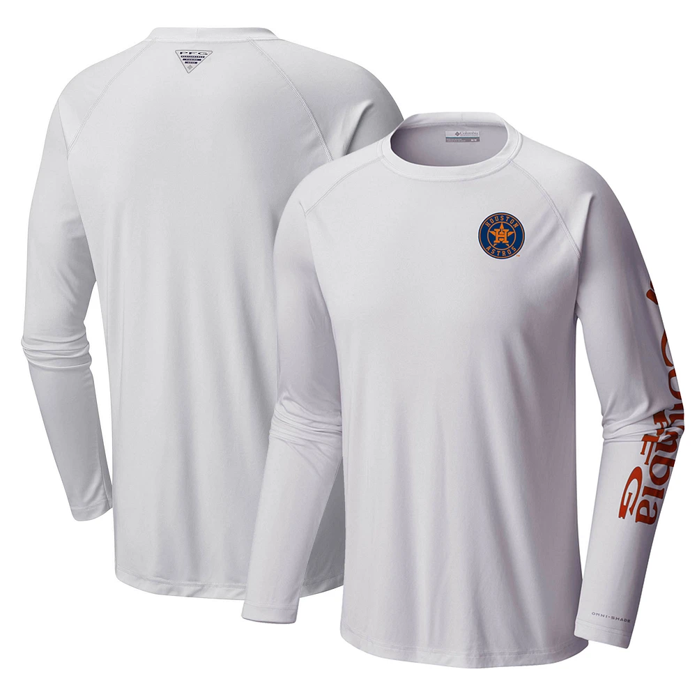 Men's Columbia White Houston Astros Terminal Tackle Long Sleeve T-Shirt