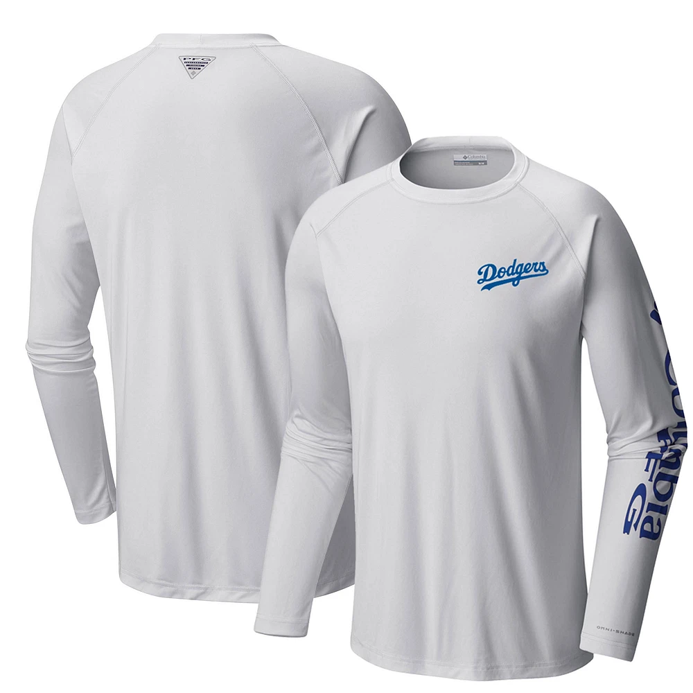 Men's Columbia White Los Angeles Dodgers Terminal Tackle Long Sleeve T-Shirt