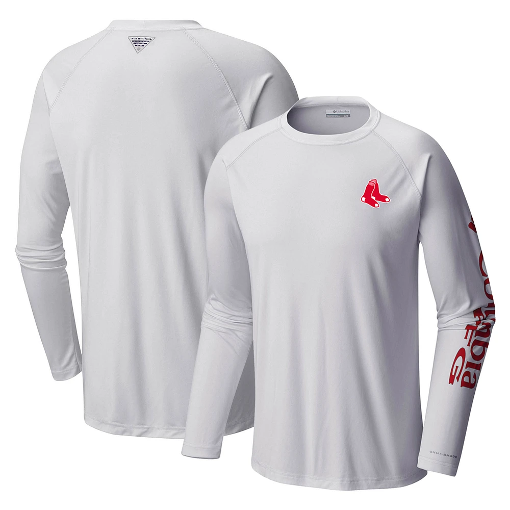 Men's Columbia White Boston Red Sox Terminal Tackle Long Sleeve T-Shirt