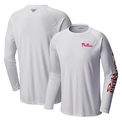 Men's Columbia White Philadelphia Phillies Terminal Tackle Long Sleeve T-Shirt