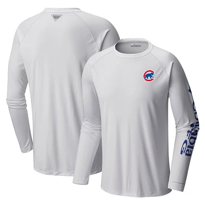 Men's Columbia White Chicago Cubs Terminal Tackle Long Sleeve T-Shirt