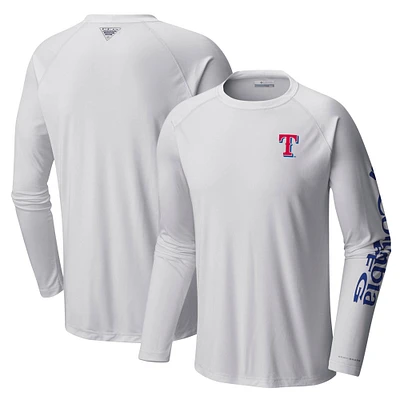 Men's Columbia White Texas Rangers Terminal Tackle Long Sleeve T-Shirt