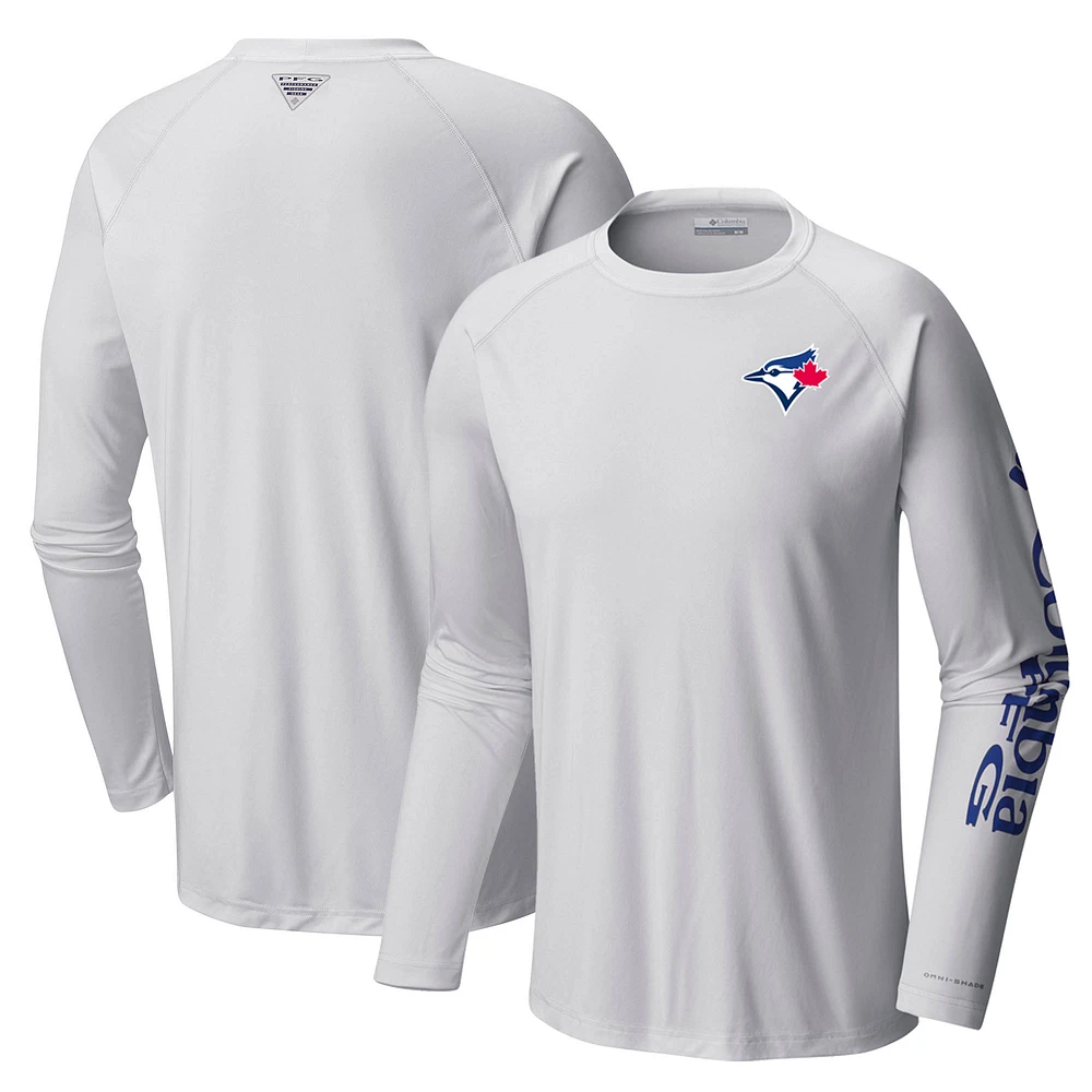 Men's Columbia White Toronto Blue Jays Terminal Tackle Long Sleeve T-Shirt