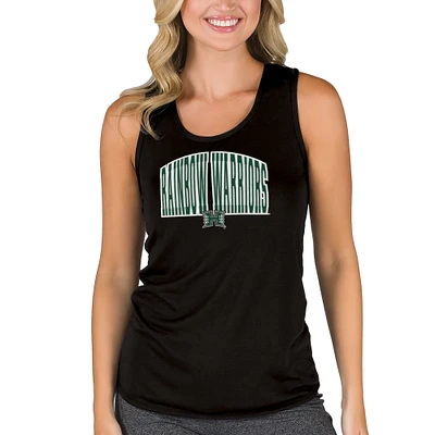 Women's College Concepts Black Hawaii Rainbow Warriors Marathon Racerback Tank Top