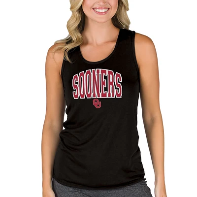 Women's College Concepts Black Oklahoma Sooners Marathon Racerback Tank Top