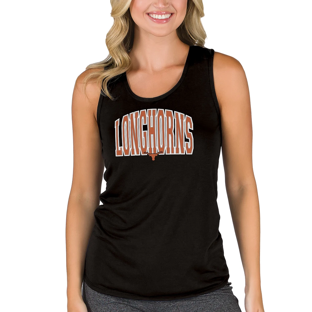 Women's College Concepts Black Texas Longhorns Marathon Racerback Tank Top
