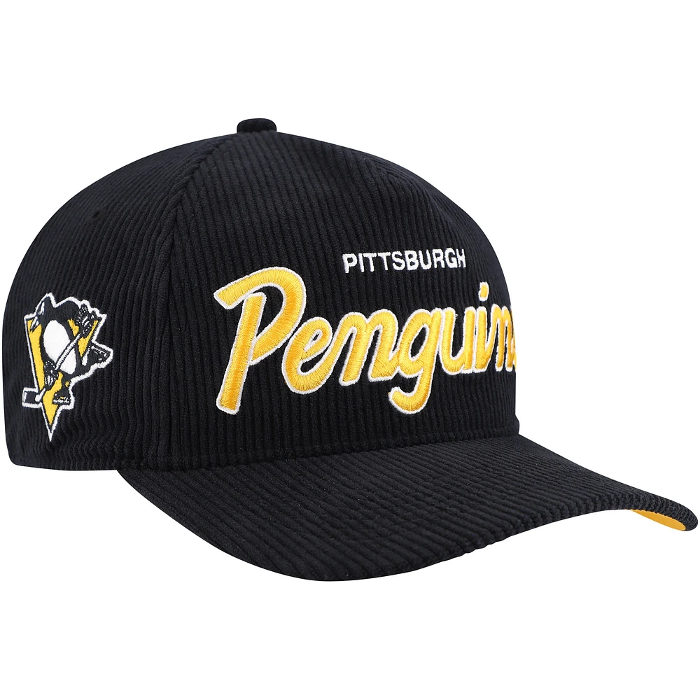 Men's '47 Black Pittsburgh Penguins Crosstown Corduroy Hitch Adjustable Hat