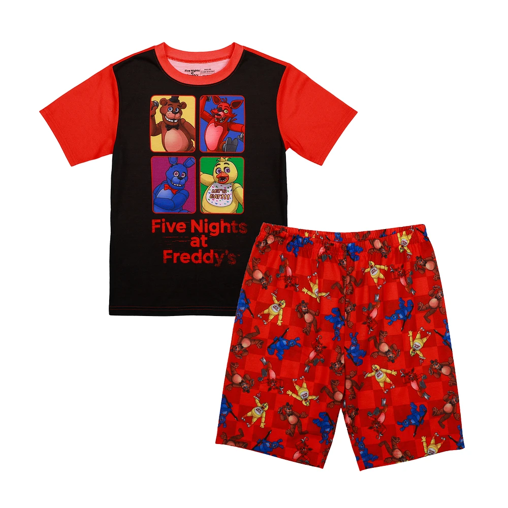 Youth Black Five Nights at Freddy's Short Sleeve Pajama Shorts Set