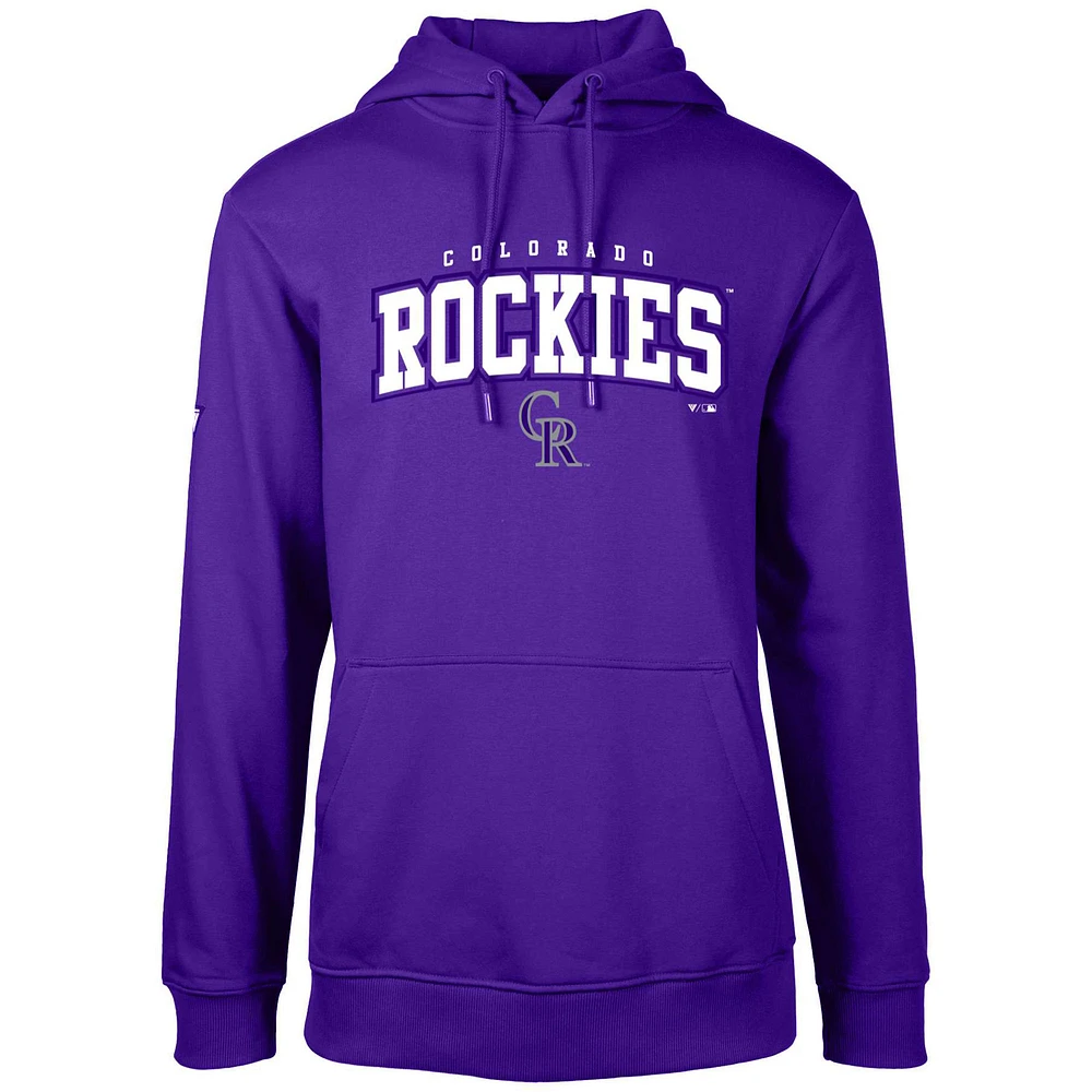 Men's Levelwear Purple Colorado Rockies Podium Team Arch Pullover Hoodie